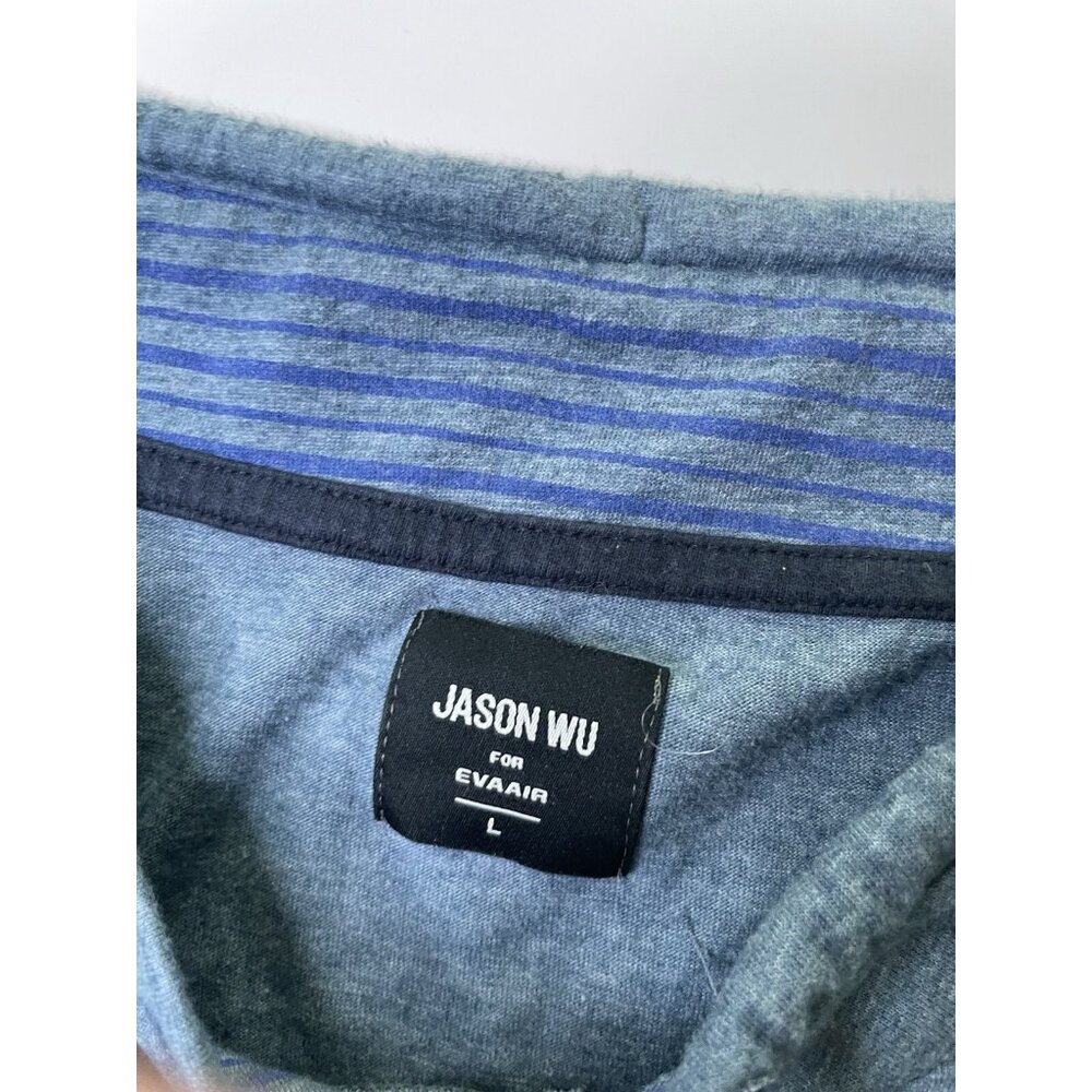 Jason Wu x EVA Air Men’s Blue Cowl Neck Lounge Hoodie Shirt Size L - Picture 3 of 8